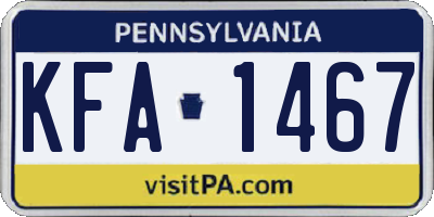 PA license plate KFA1467
