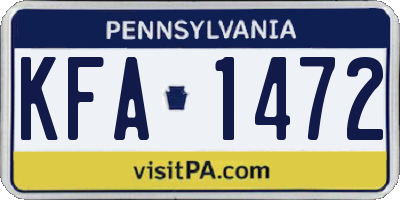 PA license plate KFA1472