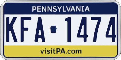 PA license plate KFA1474
