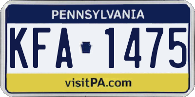 PA license plate KFA1475