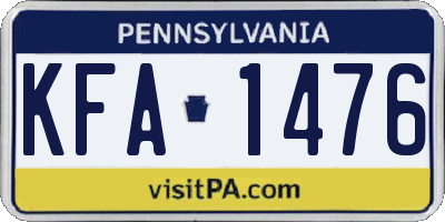 PA license plate KFA1476