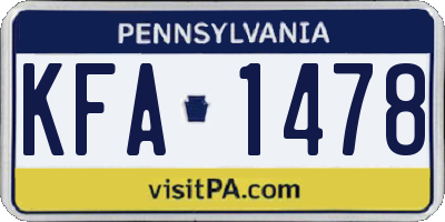 PA license plate KFA1478