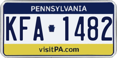 PA license plate KFA1482