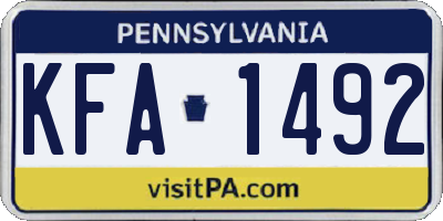 PA license plate KFA1492