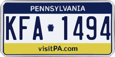 PA license plate KFA1494