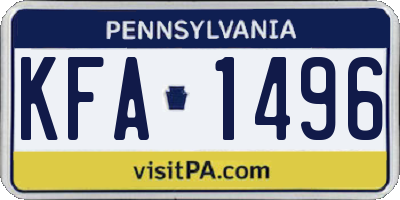 PA license plate KFA1496