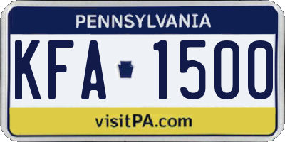 PA license plate KFA1500