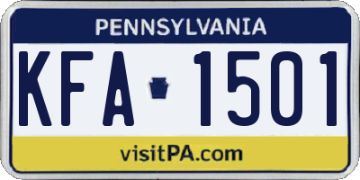 PA license plate KFA1501