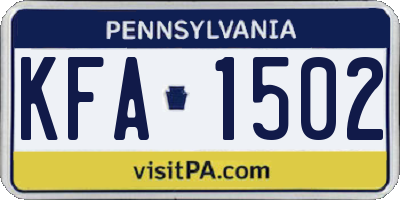 PA license plate KFA1502