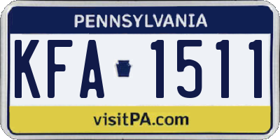 PA license plate KFA1511