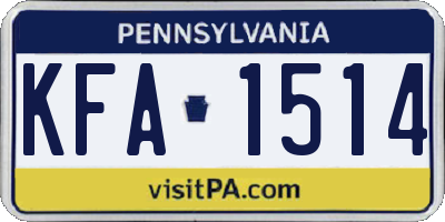 PA license plate KFA1514
