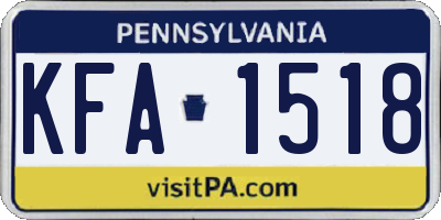 PA license plate KFA1518