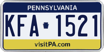 PA license plate KFA1521