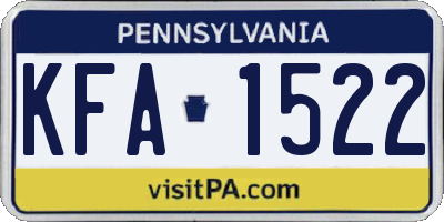 PA license plate KFA1522