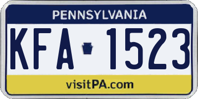 PA license plate KFA1523