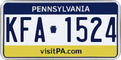 PA license plate KFA1524