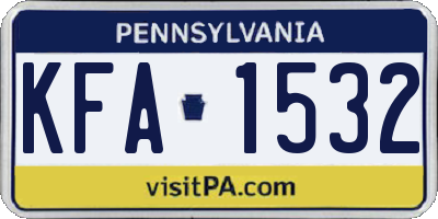 PA license plate KFA1532