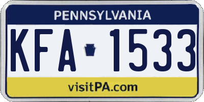 PA license plate KFA1533