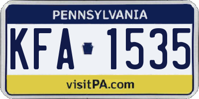PA license plate KFA1535
