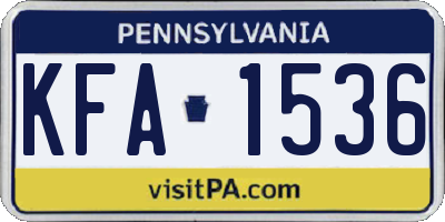 PA license plate KFA1536