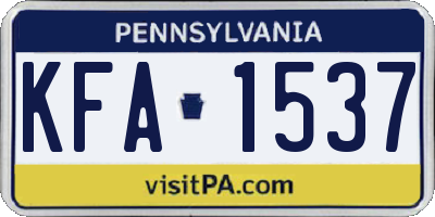 PA license plate KFA1537