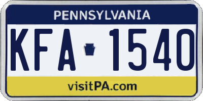 PA license plate KFA1540