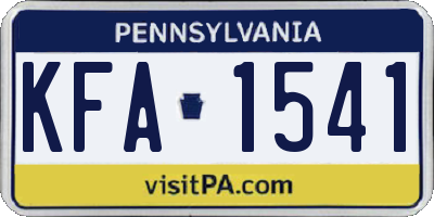 PA license plate KFA1541