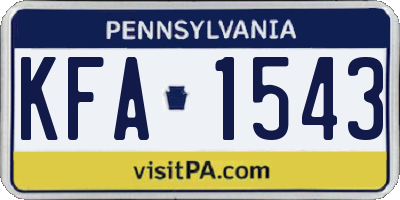 PA license plate KFA1543
