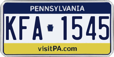 PA license plate KFA1545