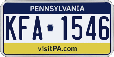 PA license plate KFA1546