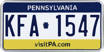 PA license plate KFA1547