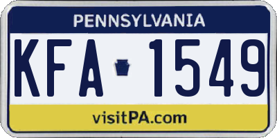 PA license plate KFA1549