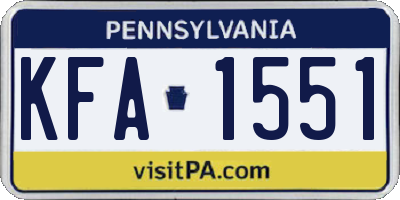PA license plate KFA1551