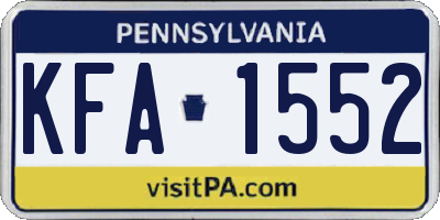PA license plate KFA1552