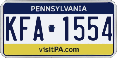 PA license plate KFA1554