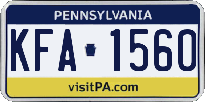 PA license plate KFA1560
