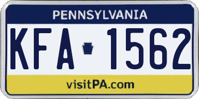 PA license plate KFA1562
