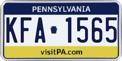 PA license plate KFA1565