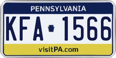 PA license plate KFA1566