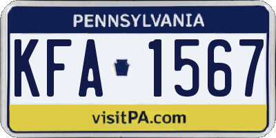 PA license plate KFA1567