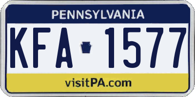 PA license plate KFA1577