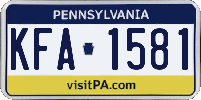 PA license plate KFA1581