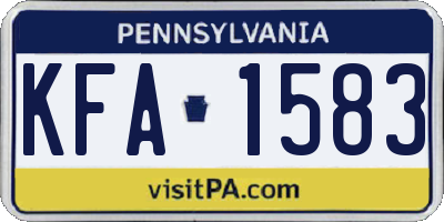PA license plate KFA1583