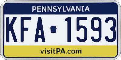 PA license plate KFA1593