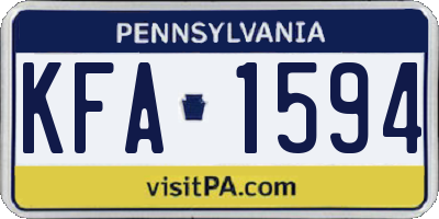PA license plate KFA1594
