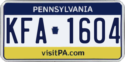 PA license plate KFA1604