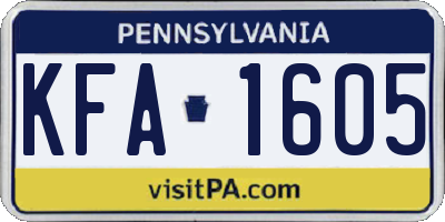 PA license plate KFA1605