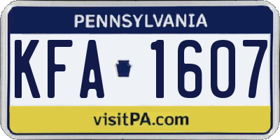 PA license plate KFA1607