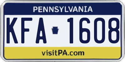 PA license plate KFA1608