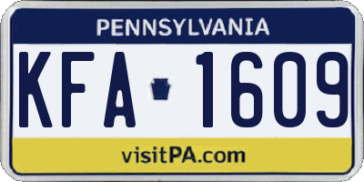 PA license plate KFA1609